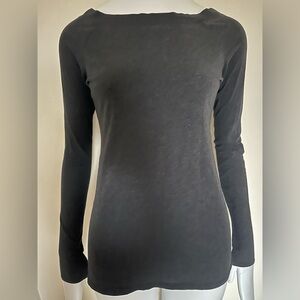 Vince Charcoal Long Sleeve Fitted Tee Small